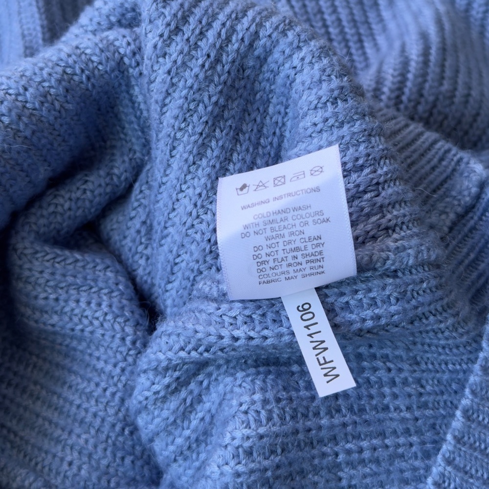 Charlie Holiday Henry Cardigan Sweater in Maya Blue Wool Mohair Blend Size XL - Picture 8 of 8